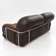 Canapé en cuir marron et chrome, années 1970