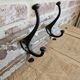 Solid teak coat hook with 4 double cast iron hooks