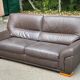 Scandinavian 3-seater brown leather sofa 200cm