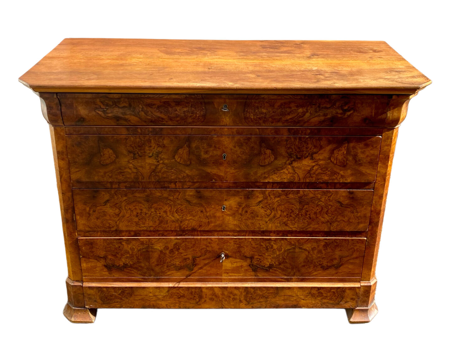 Walnut burl commode, 19th century, Louis Philippe style.