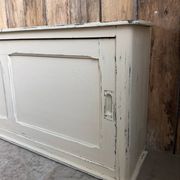 Vintage patinated work cabinet with sliding doors (renovated)
