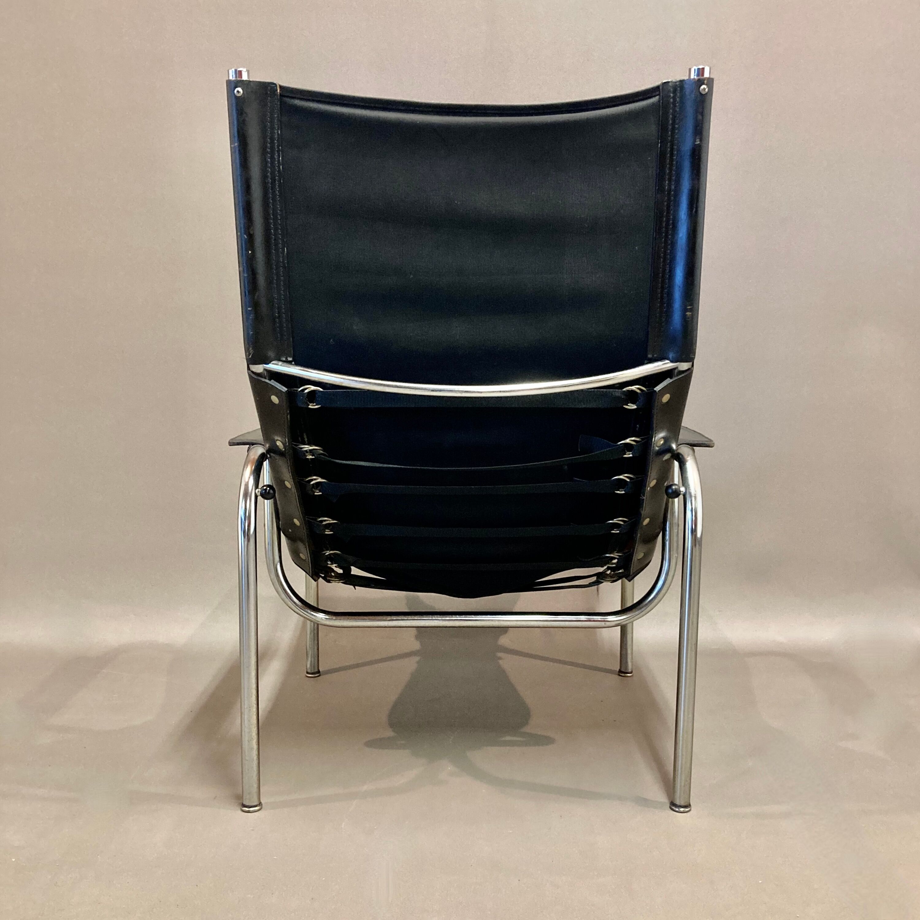 Relax armchair reclining black leather design 1960