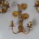 Series of 3 flower appliques "sunflowers" in 70s gold metal