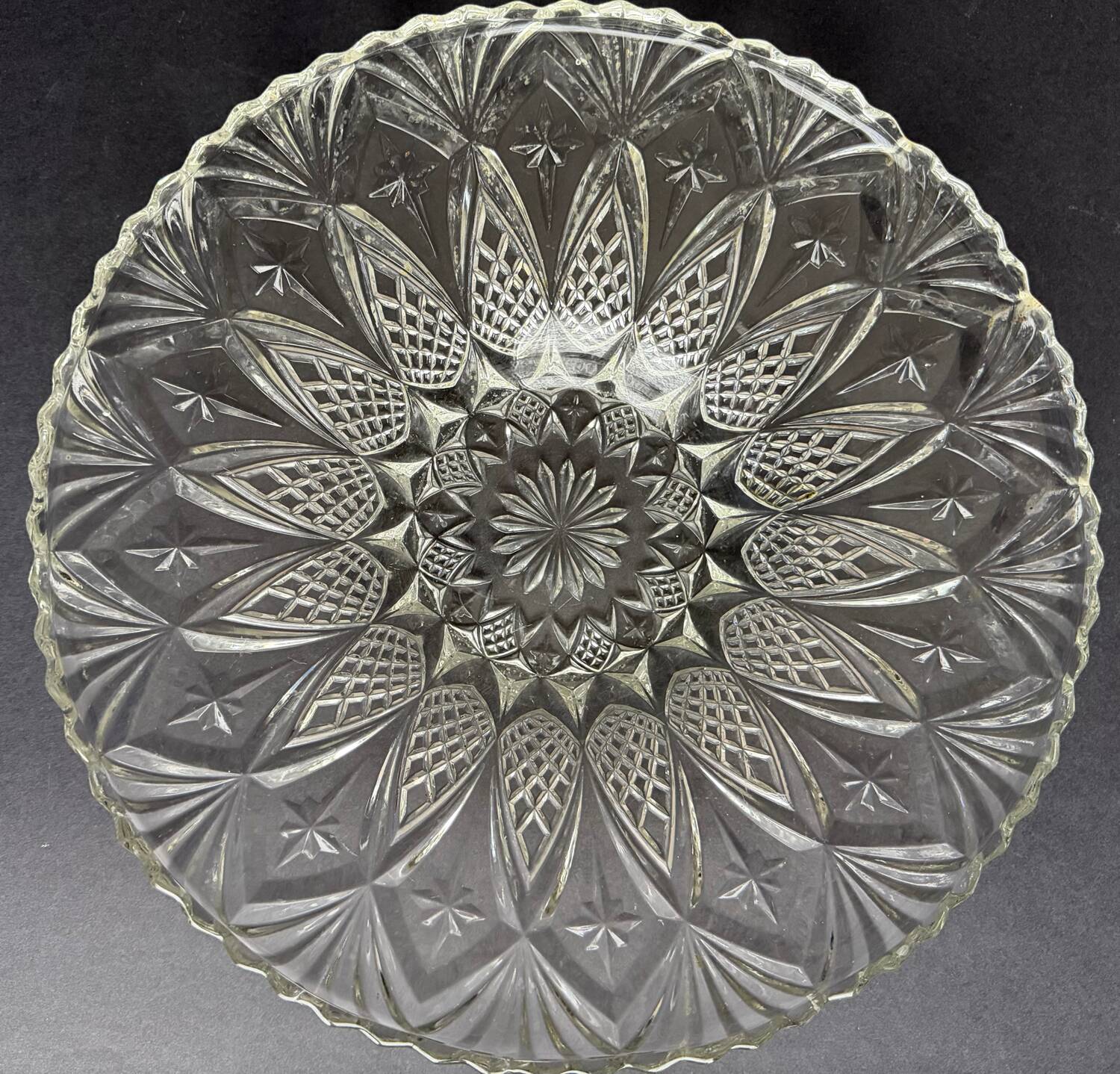 Large antique moulded glass bowl