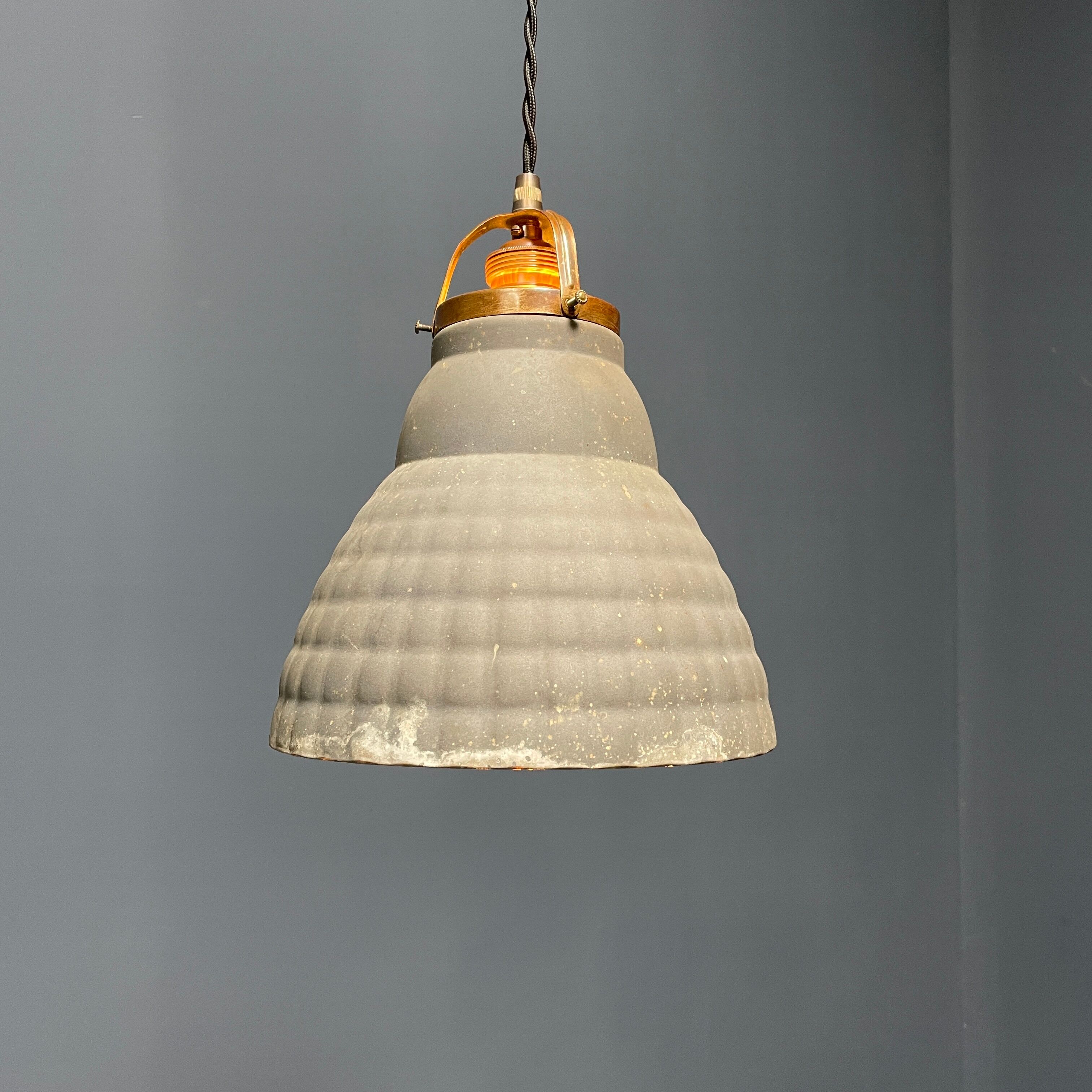 Old mercury glass hanging lamp with brass fixture