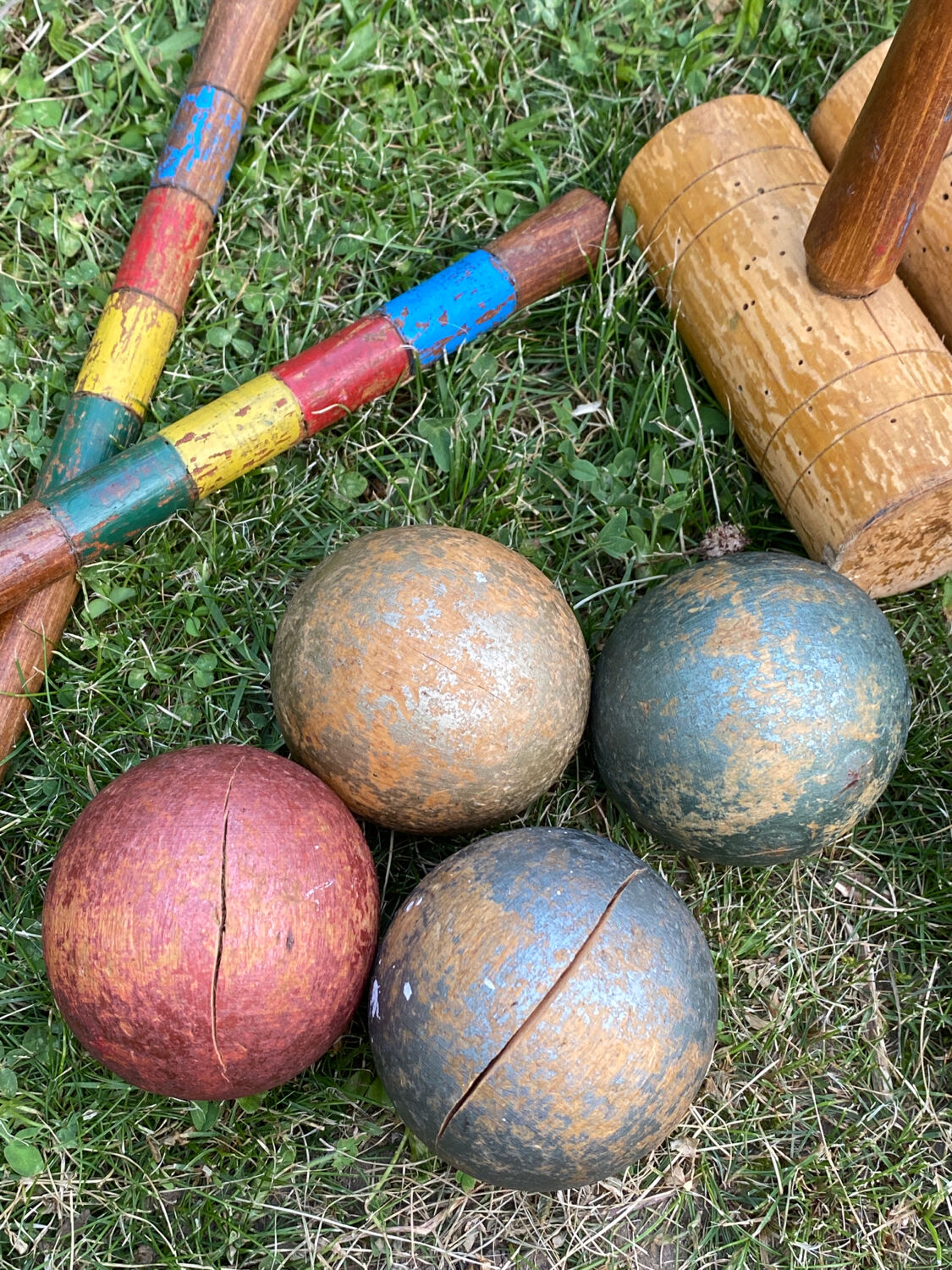 Old wooden croquet set