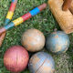 Old wooden croquet set