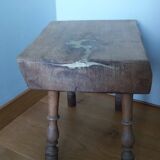 Upcycled brutalist stool, side table, bedside table in solid oak