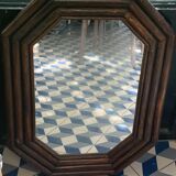 Rectangular mirror frame vintage bamboo 1970 45x59cm