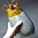 Handcrafted enamelled terracotta water jar signed