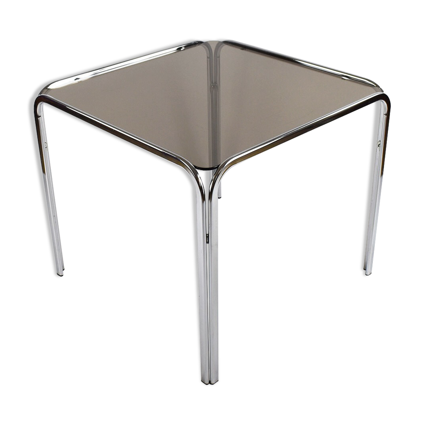 Dining Table with chrome frame and smoked glass top 1970s