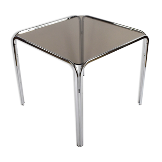 Dining Table with chrome frame and smoked glass top 1970s