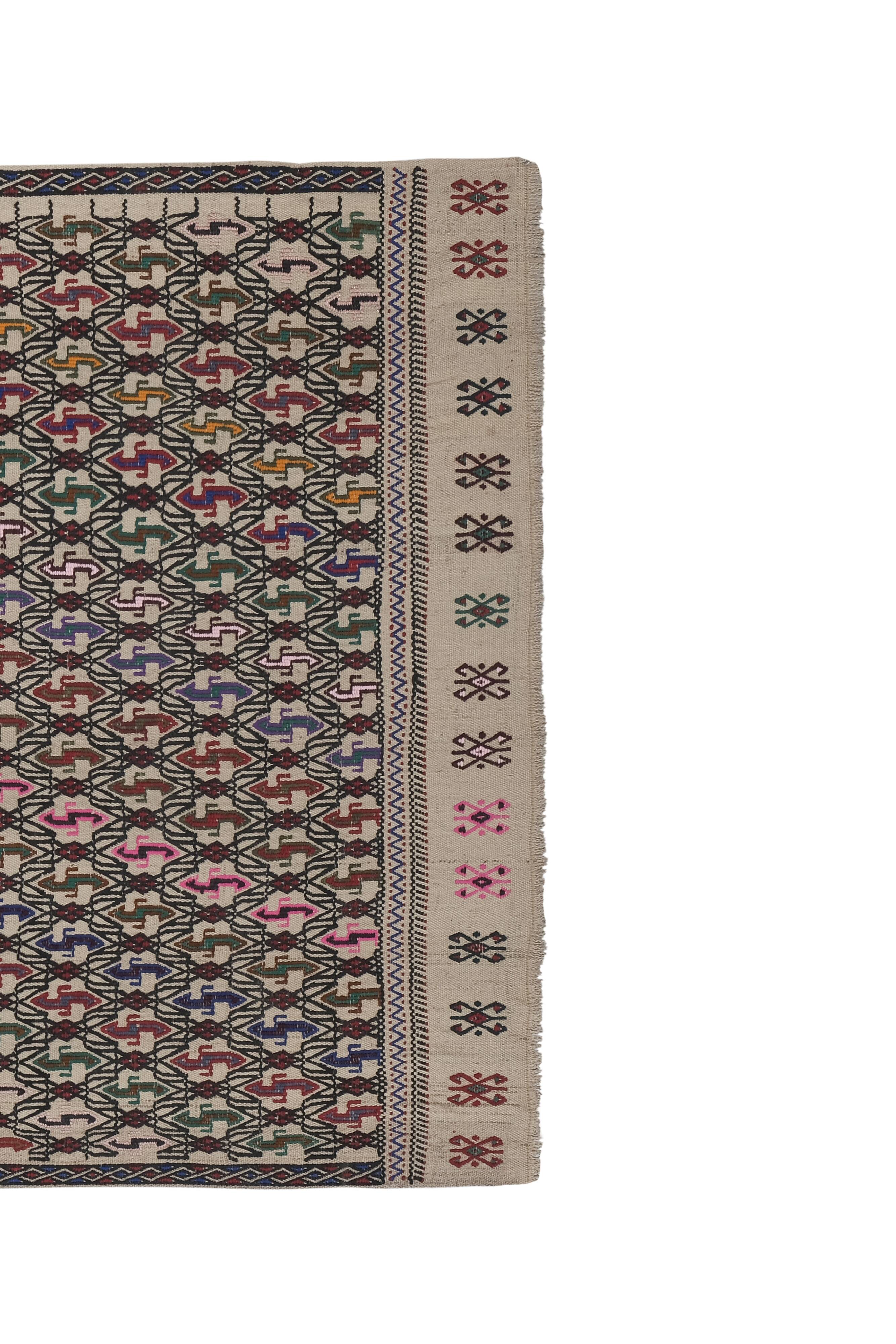 Masterwork Hand-Woven Rug Braided Kilim - Tribal Designer Carpet 3'9" X 5'