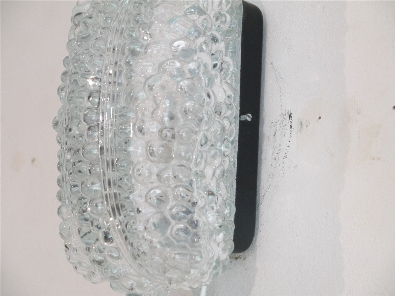 Pair of vintage Scandinavian wall lamps in bubbled glass 1960