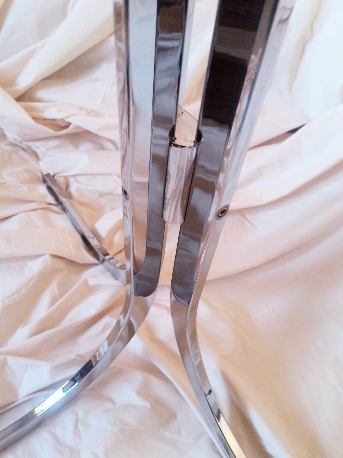 Vintage 1970s glass and chrome wall console