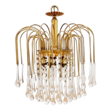 Murano glass & brass teardrop waterfall chandelier, italy, 1970s