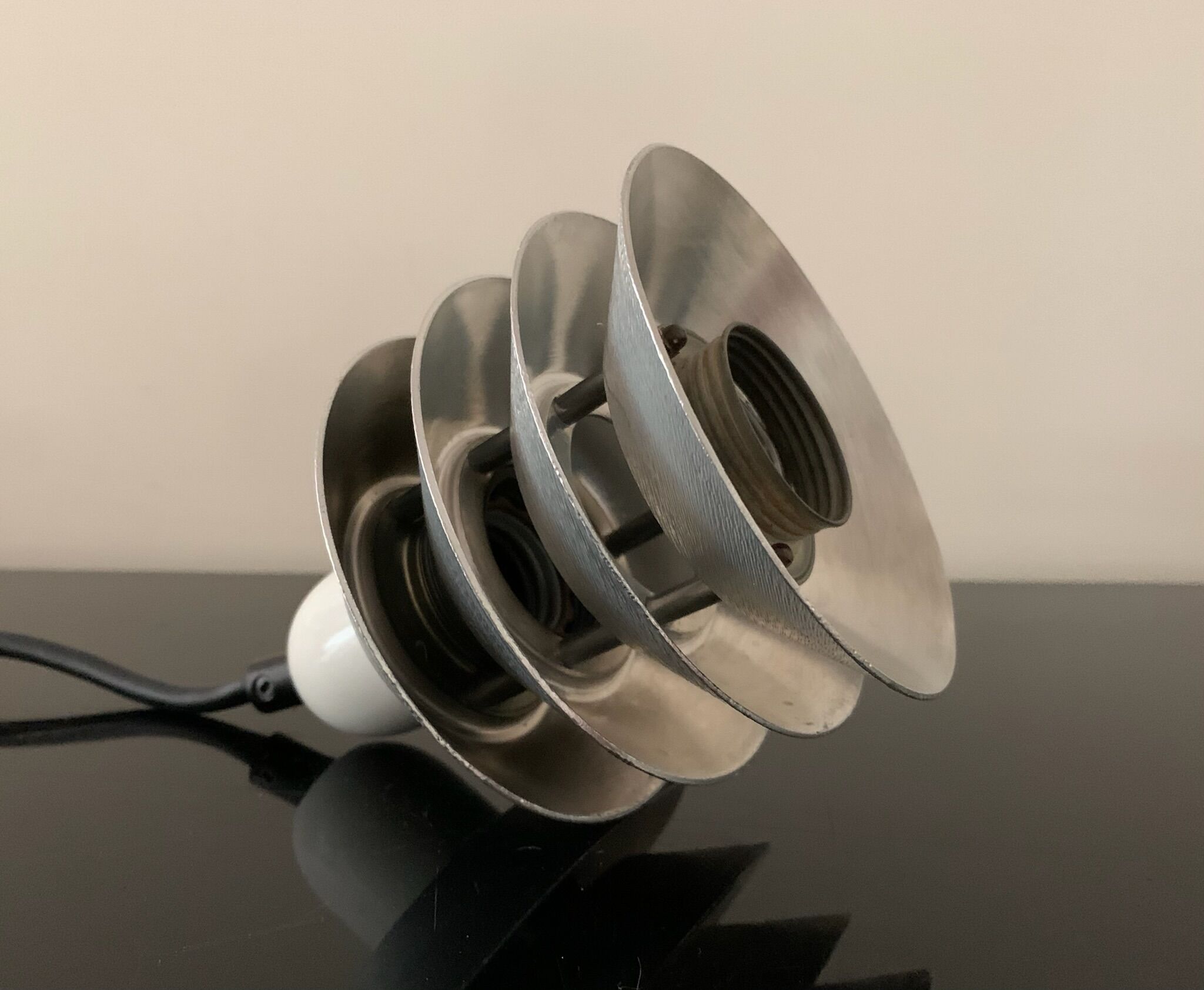 Pair of vintage pendant lights - 70s design metal lamps