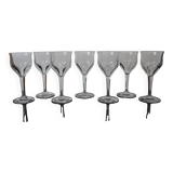 Set of 7 Val Saint Lambert crystal port glasses Nestor model