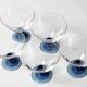 Set of 5 Mid-Century Blue Crystal Stem Coupes / Luigi Bormioli / Parma 1980