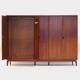 Large vintage mid century modern 5-door wardrobe in teak, 1960s