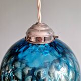 Blue glass églomisé pendant light, 1920s