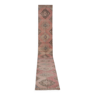 Tapis vintage turc de oushak tissé à la main 85x740 cm
