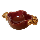 Burgundy and gold ceramic ring