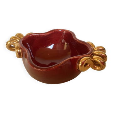 Burgundy and gold ceramic ring