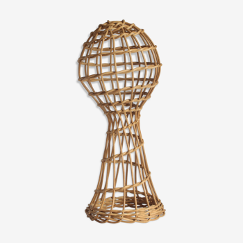 Milliners rattan head marotte hat stand, France 1930s.