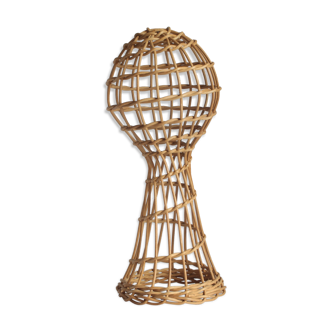 Milliners rattan head marotte hat stand, France 1930s.