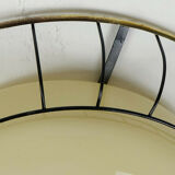 1930s to 50s glass ceiling lamp plafoniere with metal wire and brass frame