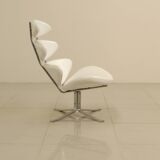 "Corona" lounge chair in white leather by Poul Volther for Erik Jørgensen