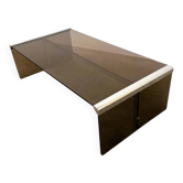 Smoked Glass Coffee Table Radice & Galotti with Chrome Details, Italy, 1970s