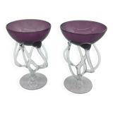 Paire de coupe meduse en verre