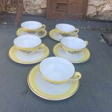 Coffee service or tea in vintage yellow and white porcelain