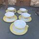 Coffee service or tea in vintage yellow and white porcelain