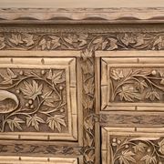 Commode vintage basse Padouk Massif sculpté 1950