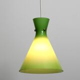 Very beautiful Mid Century flashed glass Diabolo pendant lamp in Green