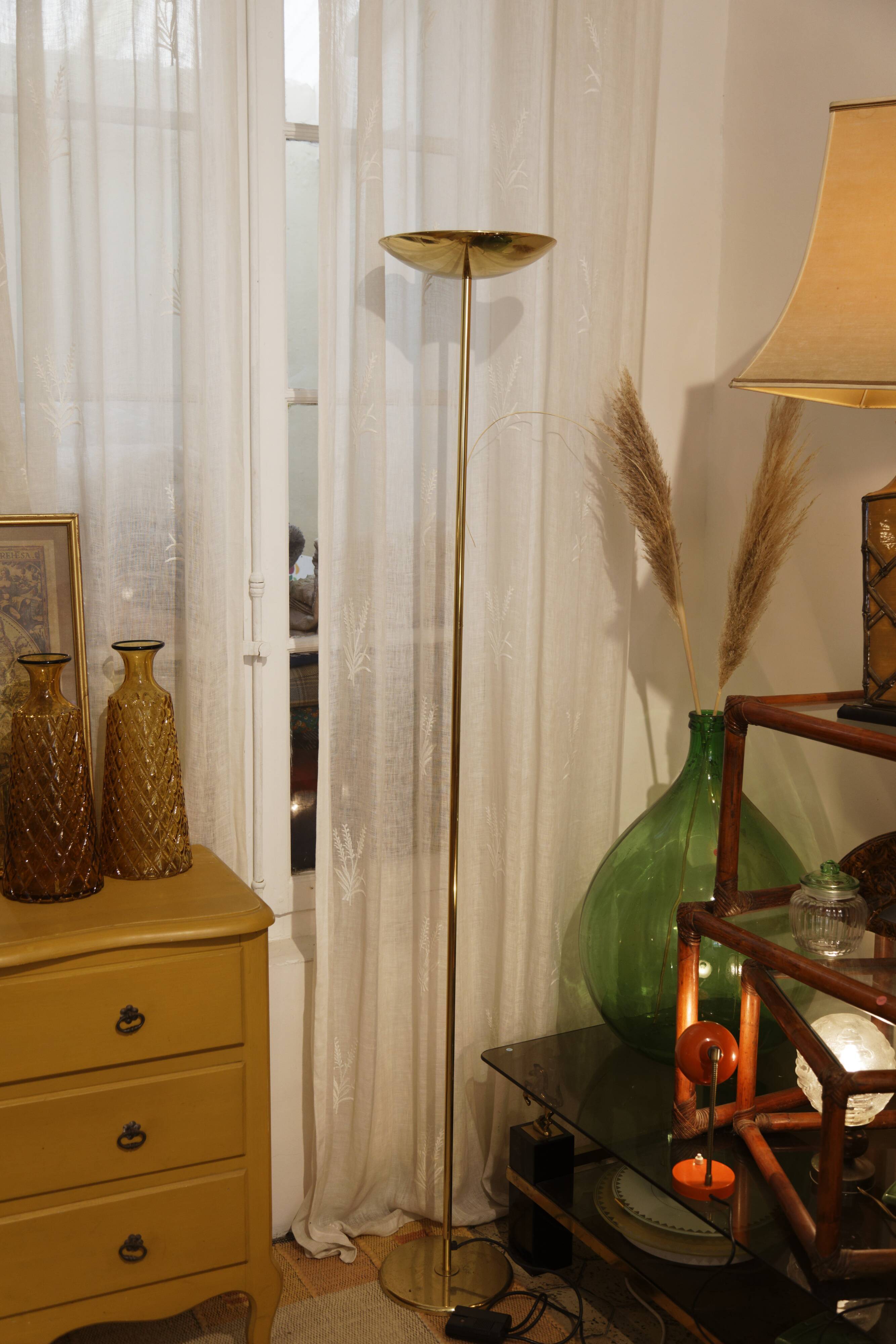 Halogen floor lamp brass gold egoluce italy