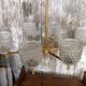 Old Chandelier 6 Lights Golden Metal + Molded Glass Reflector