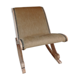 Footrest upholstered in wood