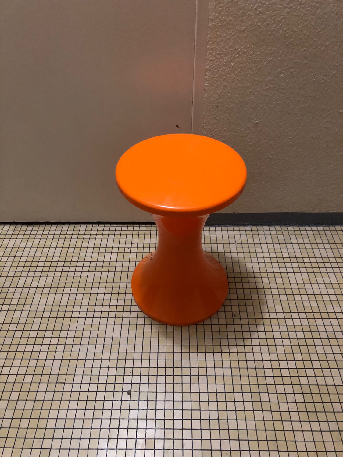 Vintage orange Tam Tam stool – Original stamp – 1970s