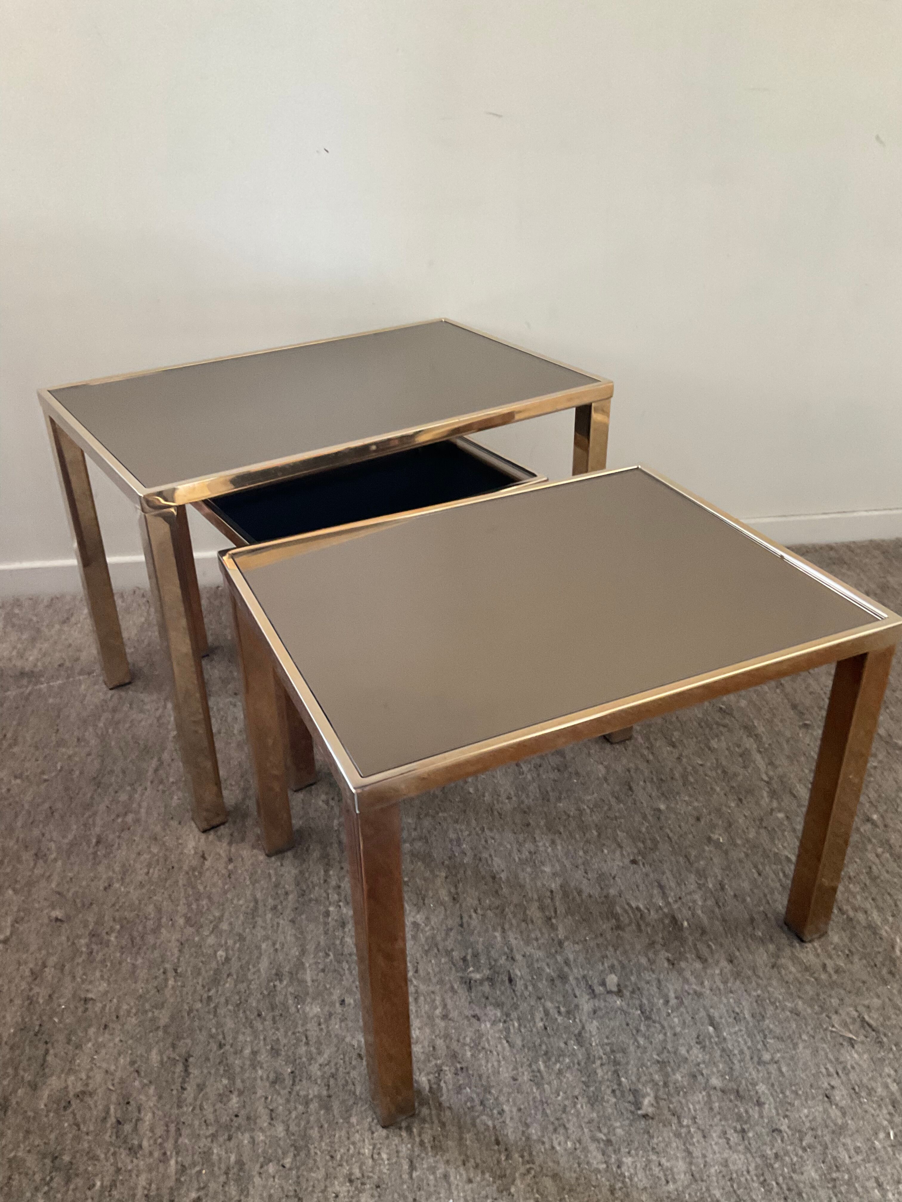 Series of 3 Belgo Chrom trundle tables from the 70s