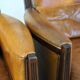 Vintage Art Deco Sheepskin High Back Armchair Set with Wood Finish