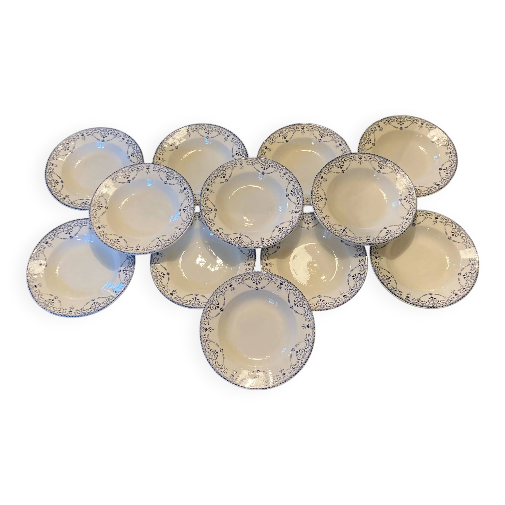 Choisy Le Roi 12 deep plates "Balzac" HB & Cie earthenware