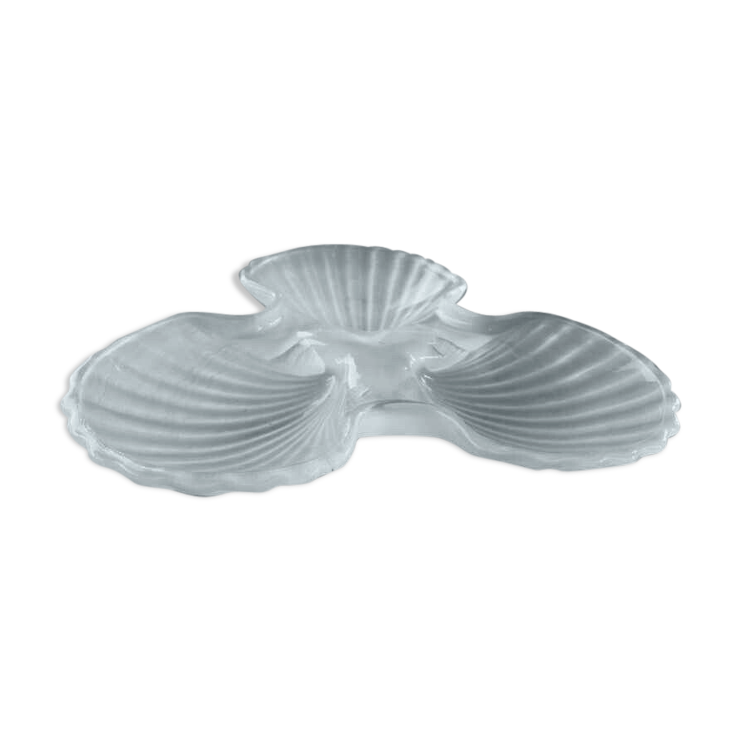 Empty cut molded glass pocket press decoration with three shells
