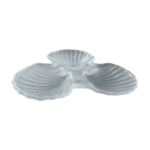 Coupe vide poche en verre moulé presser décor aux trois coquillages