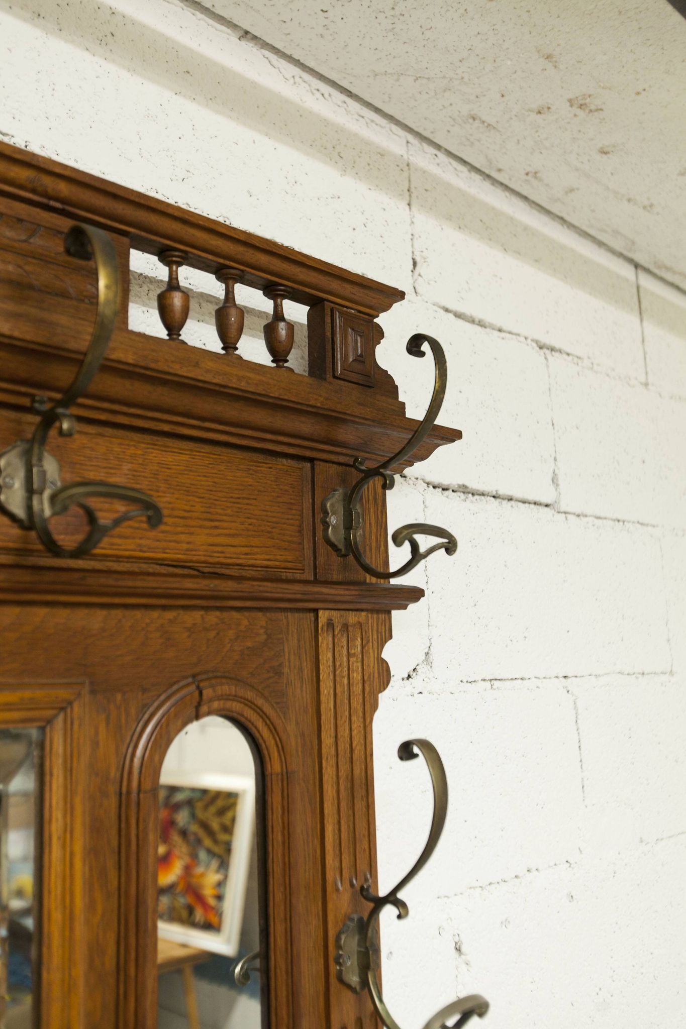Napoleon III style walnut wardrobe, late 19th century, 3 mirrors, marble top, 8 coat hooks