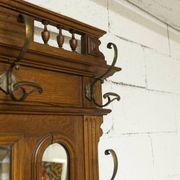 Napoleon III style walnut wardrobe, late 19th century, 3 mirrors, marble top, 8 coat hooks