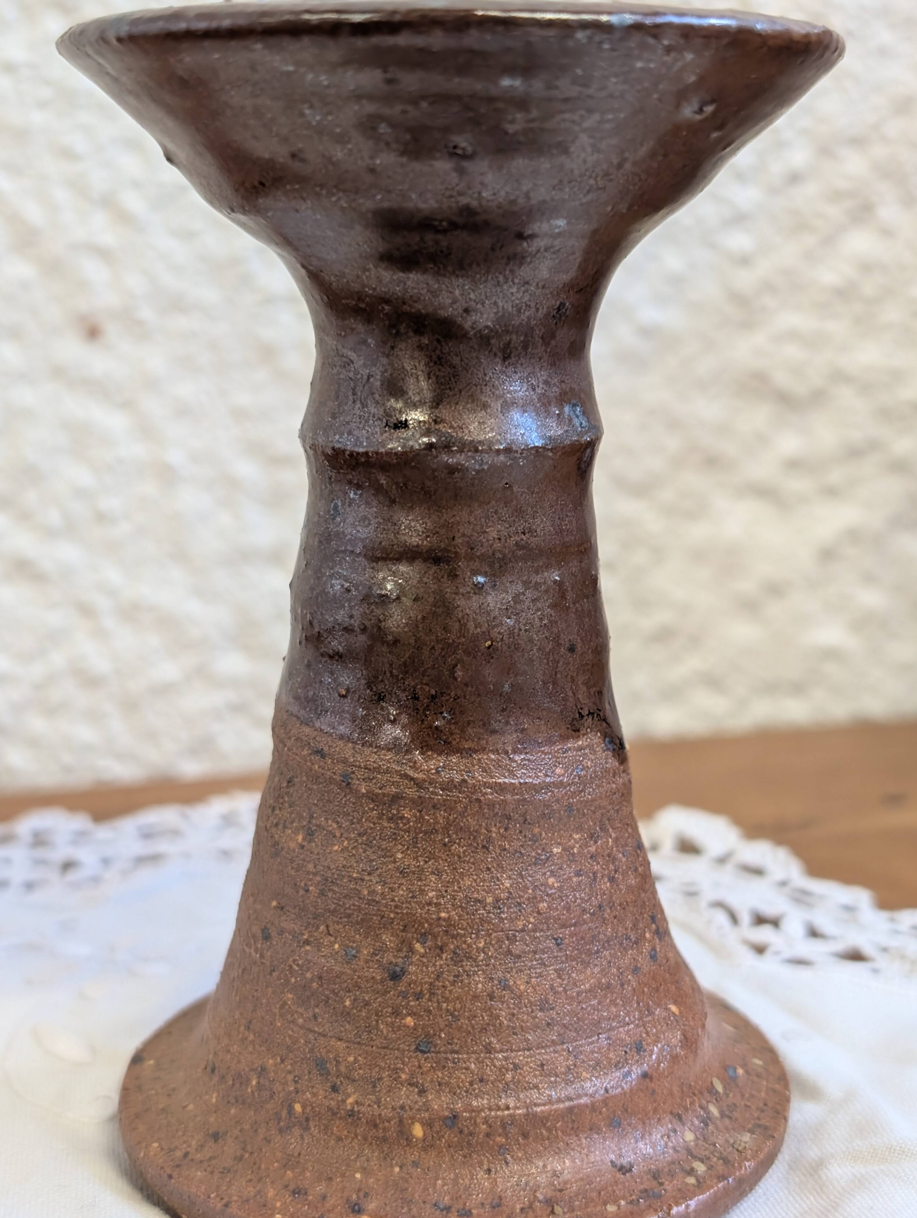 Vintage stoneware candlestick